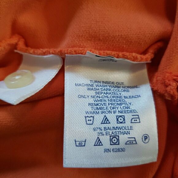 Lands End Womens Polo Shirt Orange Peach Ombre Casual Summer Top Golf Size Large - Picture 10 of 15